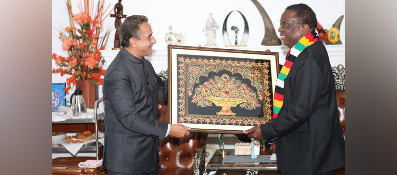  Minister of State for External Affairs, Mr. Kirti Vardhan Singh called on the President of the Republic of Zimbabwe H.E. Dr. Emmerson D. Mnangagwa on 27 June 2025.
