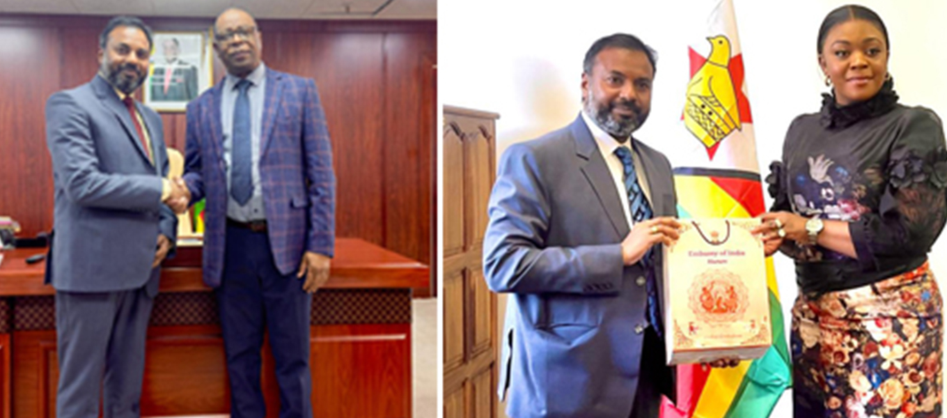 Ambassador meeting with Hon Tatenda A. Mavetera, ICT Minister of Zimbabwe and Ambassador meeting with Honble Dr. Douglas Tendai Mombeshora, Minister of Health and Child Care of Zimbabwe